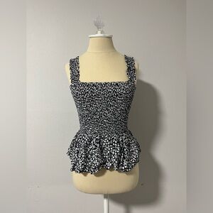 Elodie Black and White Floral Crop Top